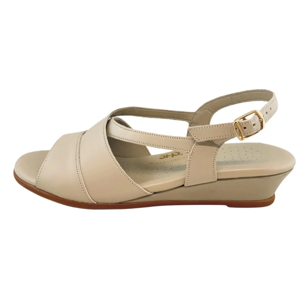 SAS Caress Tri Pad Comfort Slingback Bone Leather Sandals Sz 9.5